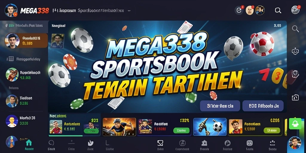 Tampilan antarmuka aplikasi MEGA338 saat bermain taruhan.