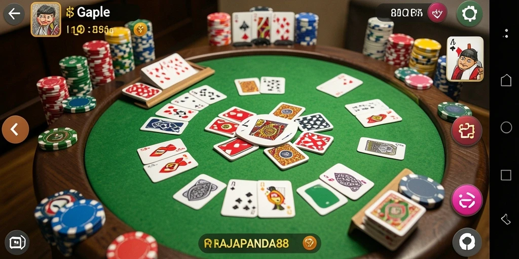 Gameplay seru RAJAPANDA88 dengan kartu domino.
