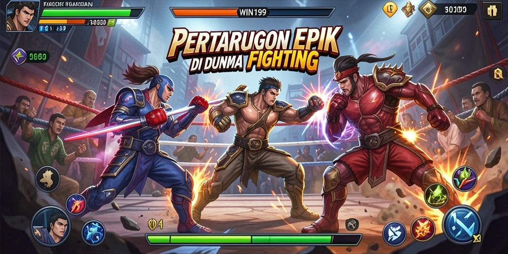 Tampilan seru dari gameplay pertarungan di WIN199.